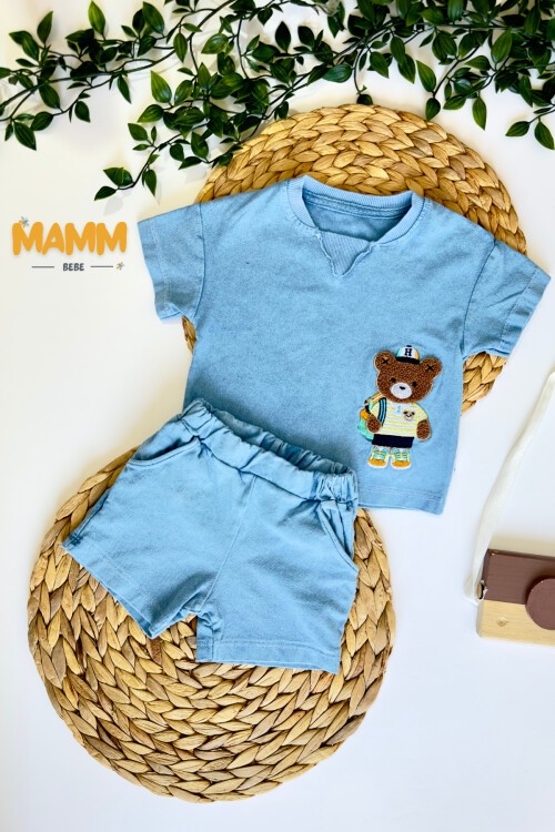 6-18 AY SUZİNE AYICIK ŞORTLU 2Lİ TAKIM MAVİ