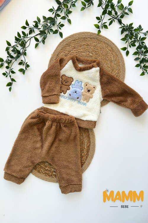 6-18 AY ÜÇ AYI NAKIŞLI PELUŞ İKİLİ TAKIM