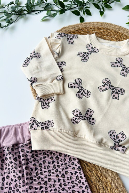 6-24 AY FİYONK LEOPAR DESENLİ TAKIM LİLA
