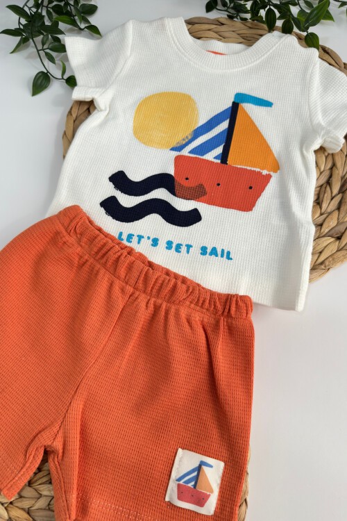 6-24 AY WAFFLE KUMAŞ YELKENLİ 2Lİ TAKIM TURUNCU