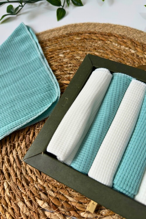 7Lİ AĞIZ SİLME MENDİLİ WAFFLE YEŞİL