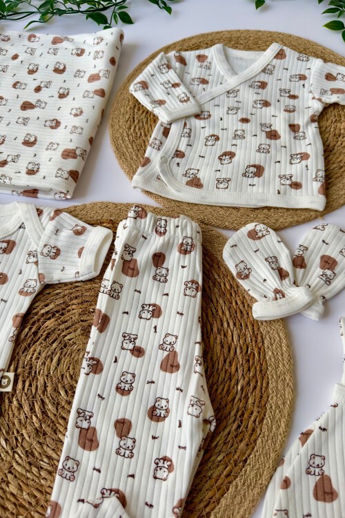 7Lİ HASTAHANE ÇIKIŞ SETİ KEDİLİ BEYAZ