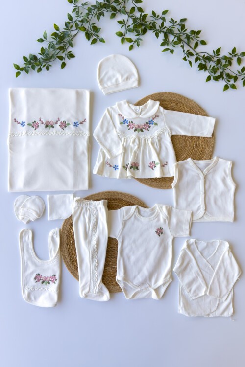 ÇİÇEK NAKIŞLI HASTAHANE ÇIKIŞI 10LU