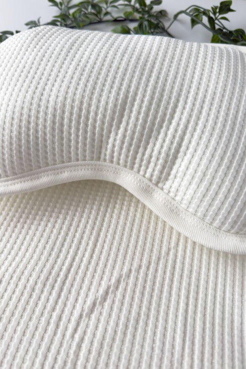 WAFFLE DESENLİ ALT AÇMA SETİ BEYAZ