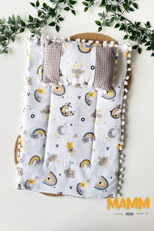 GÖKKUŞAĞI DESENLİ ALT AÇMA ÖRTÜSÜ GRİ