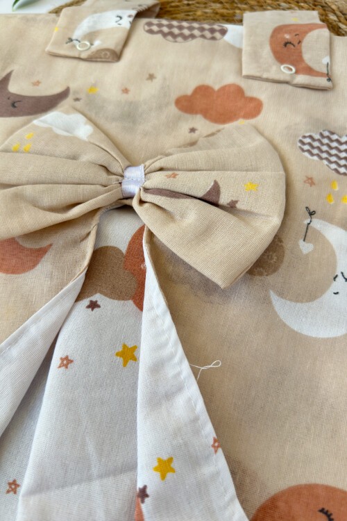 GÖKYÜZÜ DESENLİ PUSET ÖRTÜSÜ KAHVE