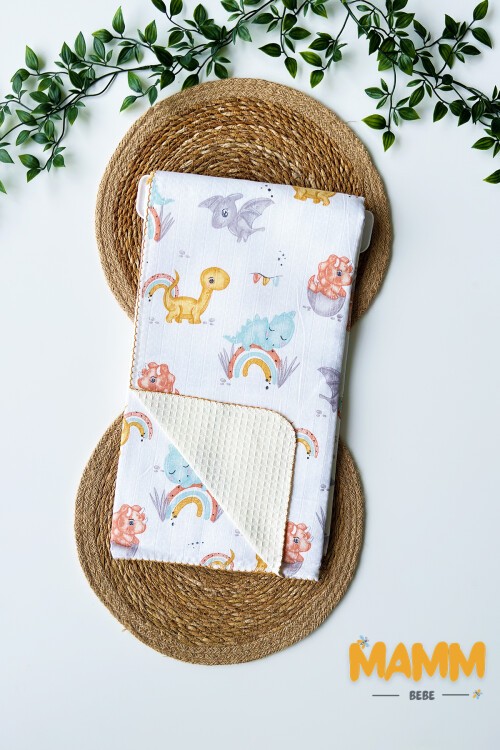 PİKELİ MÜSLİN BEBEK BATTANİYE DİNO 100*100 CM