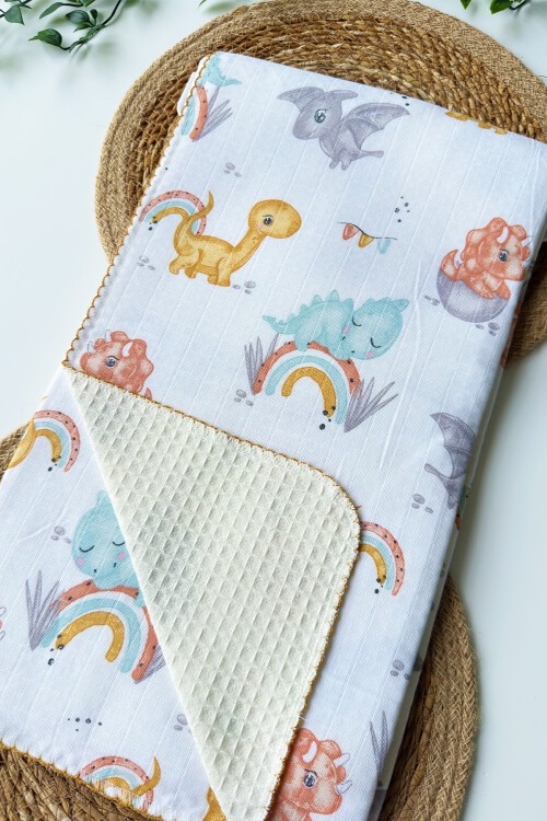 PİKELİ MÜSLİN BEBEK BATTANİYE DİNO 100*100 CM