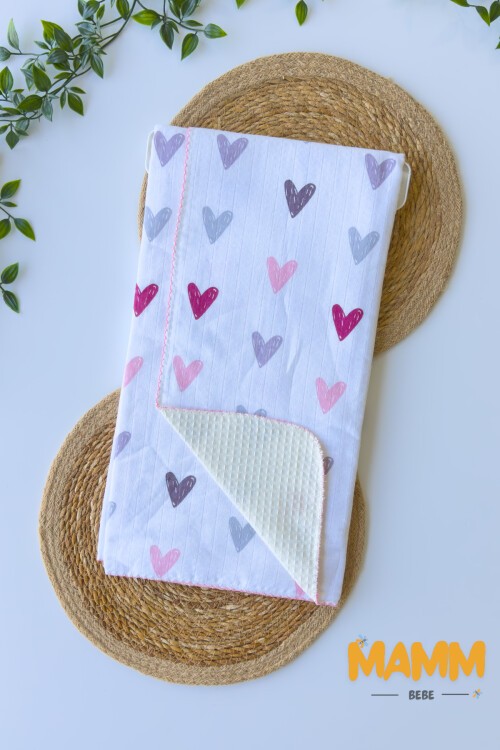 PİKELİ MÜSLİN BEBEK BATTANİYE KALPLİ 100*100 CM