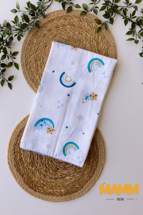 TEK KATLI BULUT DESENLİ MÜSLİN BATTANİYE 80*90 CM