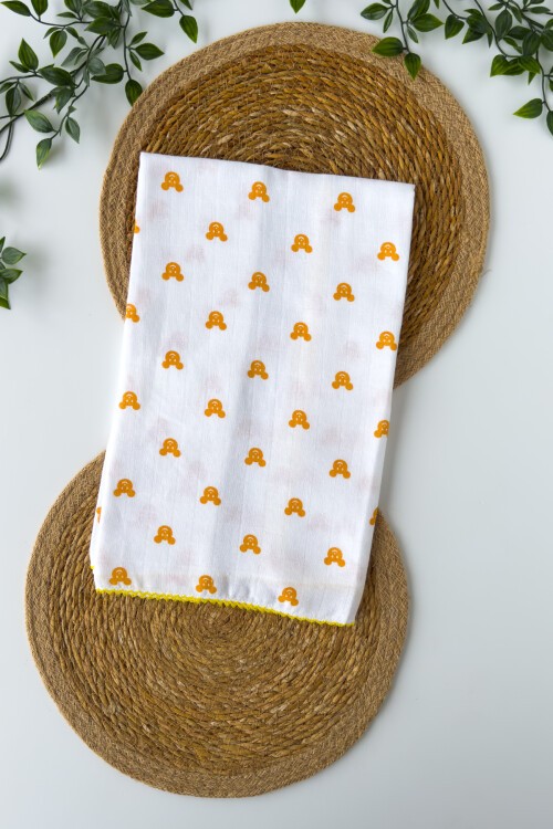 TEK KATLI SARI FARECİK DESENLİ MÜSLİN BATTANİYE 80*90 CM