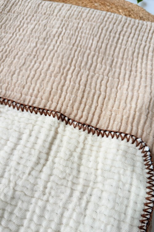 YANLARI OYALI DİKİŞLİ BEBE BATTANİYESİ KAHVE