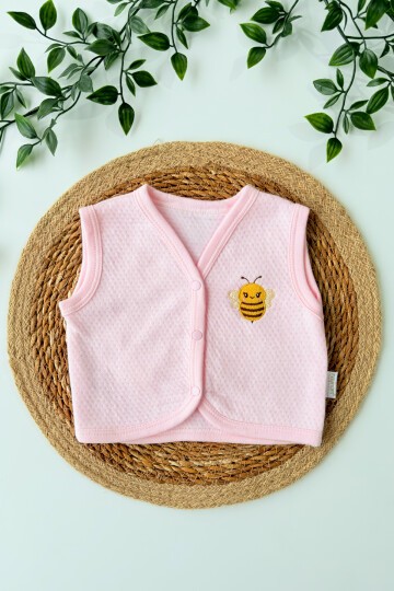 0-12 AY ARI NAKIŞLI YELEK PEMBE
