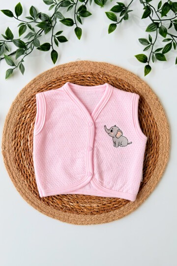 0-12 AY FİL NAKIŞLI YELEK PEMBE