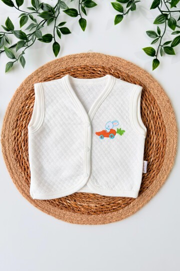 0-12 AY HAVUÇ NAKIŞLI YELEK BEYAZ