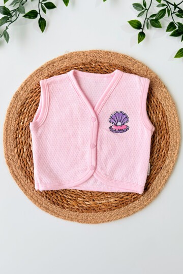 0-12 AY İSTİRİDYE NAKIŞLI YELEK PEMBE
