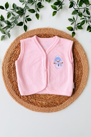 0-12 AY KARDAN ADAM NAKIŞLI YELEK PEMBE