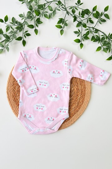 0-18 AY KİRPİK BULUT BASKILI UZUN KOLLU BADİ