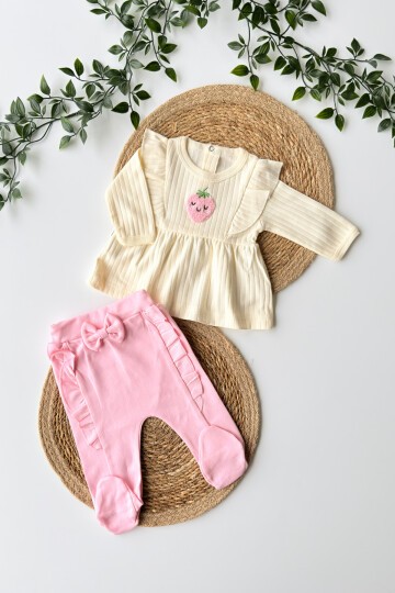 0-3 AY PEMBE ÇİLEKLİ ÜÇLÜ TAKIM