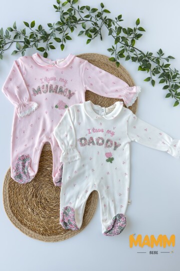 0-6 AY ÇİÇEK BASKILI İKİLİ TULUM