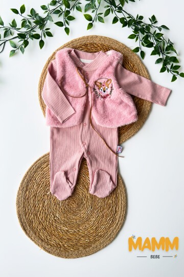 0-6 AY ÇİÇEK HALKALI GEYİK TULUM PEMBE