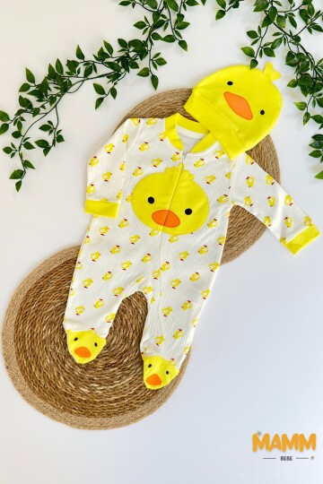 0-6 AY CİVCİV DETAYLI ŞAPKALI PATİKLİ TULUM