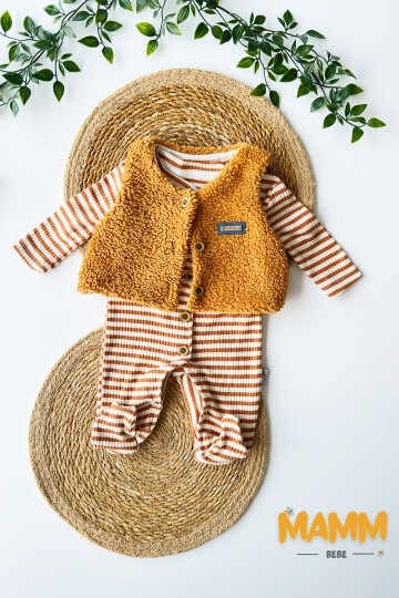 0-6 AY YELEKLİ ÇİZGİLİ TULUM BEJ