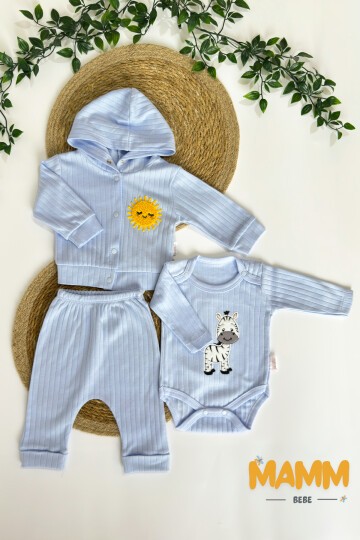 0-9 AY 3LÜ ZEBRA YAKALI TAKIM MAVİ