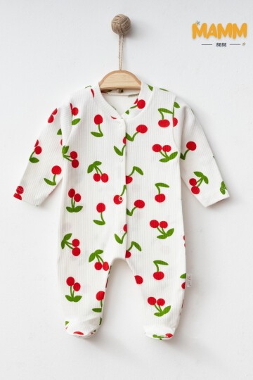 1-3-6 AY BÜYÜK KİRAZ DESENLİ PATİKLİ TULUM BEYAZ