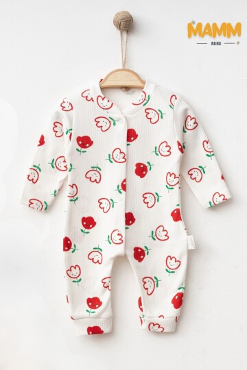 1-3-6 AY BÜYÜK LALE DESENLİ MANŞETLİ TULUM BEYAZ