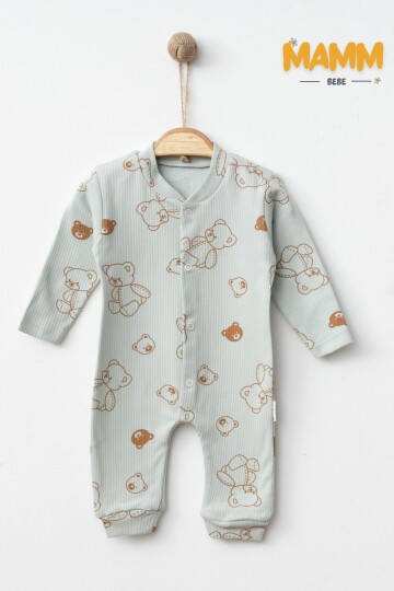 1-3-6 AY ÜÇ RENK AYICIK DESENLİ MANŞETLİ TULUM YEŞİL