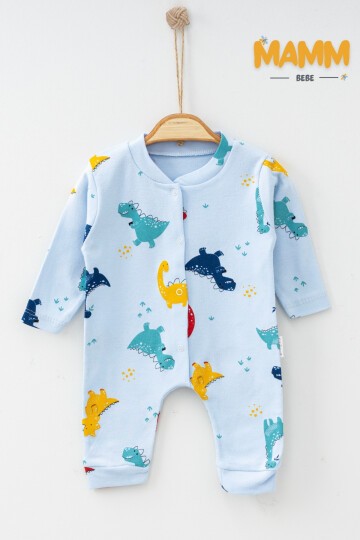 1-3-6 AY DİNO DESENLİ MANŞETLİ TULUM MAVİ