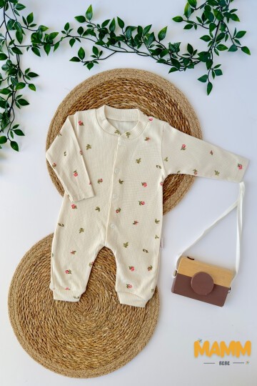 1-3-6 AY YENİ LALE DESENLİ MANŞETLİ TULUM EKRU