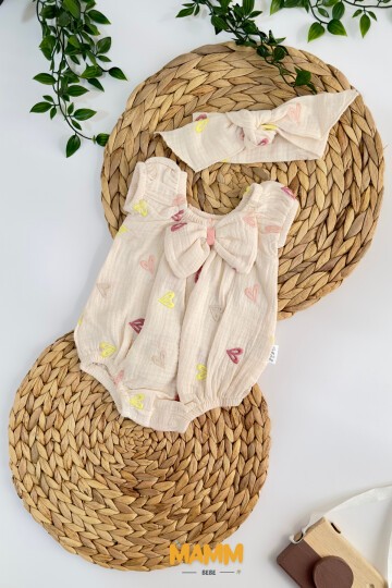 3-18 AY KALP NAKIŞLI ROMPER TULUM EKRU