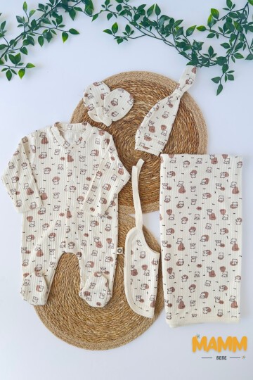 5Lİ HASTAHANE ÇIKIŞ SETİ KÖPEKCİK DESENLİ