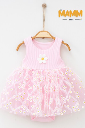 6-12-18 AY ÇİÇEKLİ BODY ELBİSE PEMBE