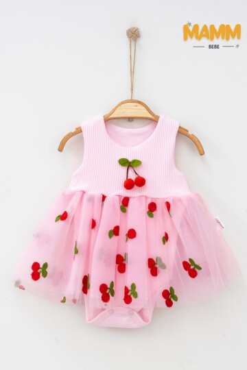 6-12-18 AY KİRAZLI BODY ELBİSE PEMBE