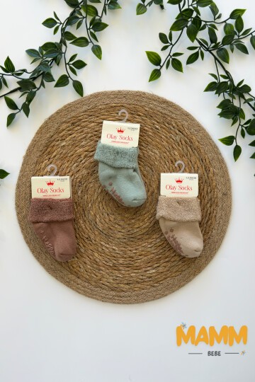 6-12 AY KIVRIK HAVLU KAYDIRMAZ ÇORAP ÜÇLÜ 1003