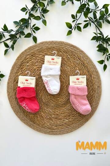 6-12 AY KIVRIK HAVLU KAYDIRMAZ ÇORAP ÜÇLÜ 1001