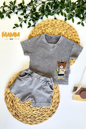 6-18 AY SUZİNE AYICIK ŞORTLU 2Lİ TAKIM GRİ
