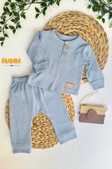 6-18 AY WAFFLE ERKEK NAKIŞLI TAKIM MAVİ