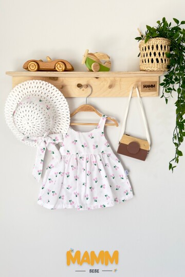 6-24 AY ŞAPKALI KİRAZ DESENLİ ELBİSE