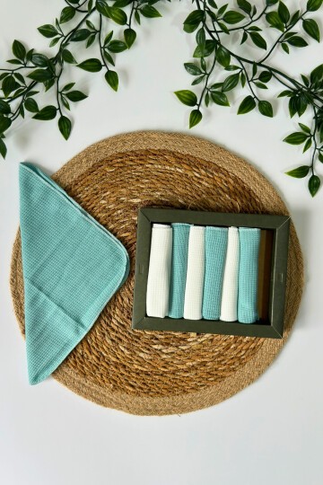 7Lİ AĞIZ SİLME MENDİLİ WAFFLE YEŞİL