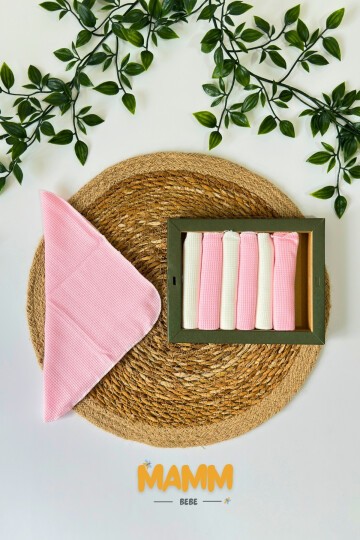 7Lİ AĞIZ SİLME MENDİLİ WAFFLE PEMBE