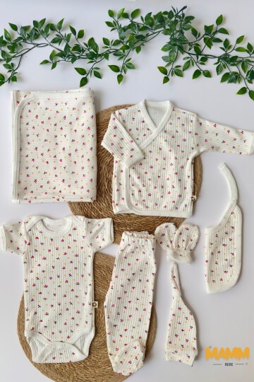 7Lİ HASTAHANE ÇIKIŞ SETİ ÇİÇEKLİ