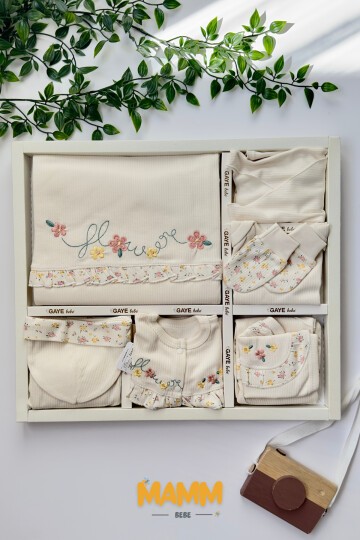 ÇİÇEK NAKIŞLI FIRFIRLI ORGANİK HASTAHANE ÇIKIŞI 10LU