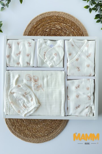 PAMUK DESENLİ MÜSLİN KUMAŞ HASTAHANE ÇIKIŞI 10LU