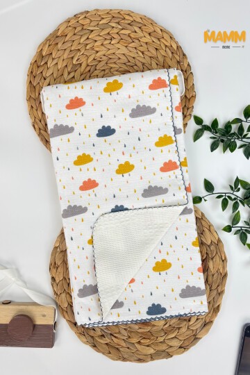 PİKELİ MÜSLİN BEBEK BATTANİYE YAĞMURLU 100*100 CM
