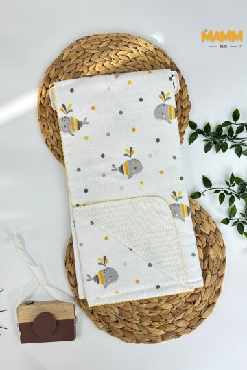 PİKELİ MÜSLİN BEBEK BATTANİYE BALİNALI 100*100 CM