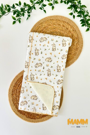 PİKELİ MÜSLİN BEBEK BATTANİYE TAVŞAN 100*100 CM